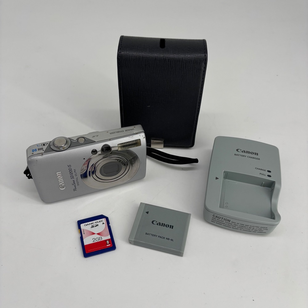 VTG Canon PowerShot SD1200 IS Digital Camera Silver 10.0MP Bundle Complete Y2K